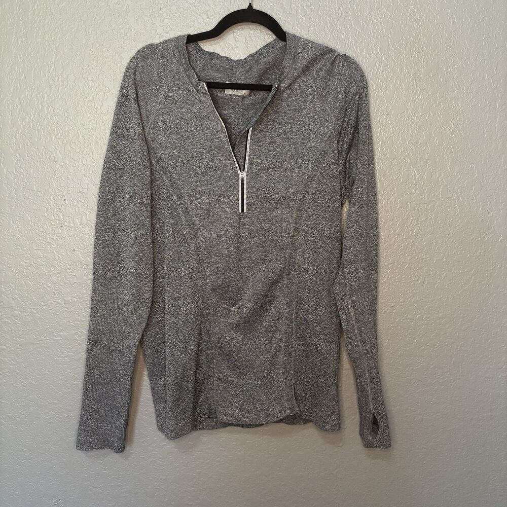 Athleta Momentum Half Zip Pullover Grey Heather Space XL Seamless Breathable